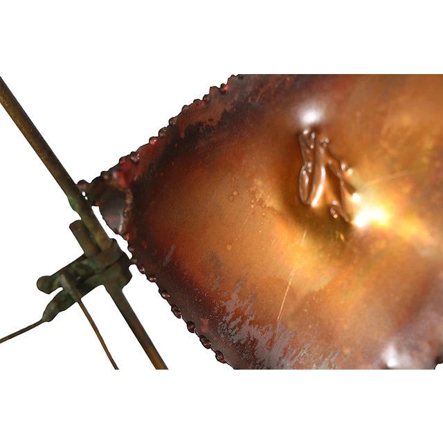 Brown Brutalist Metal Tricycle With Sails Freestanding Sculpture Signed Illegibly, After Jere Circa 1970's For Sale - Image 8 of 9