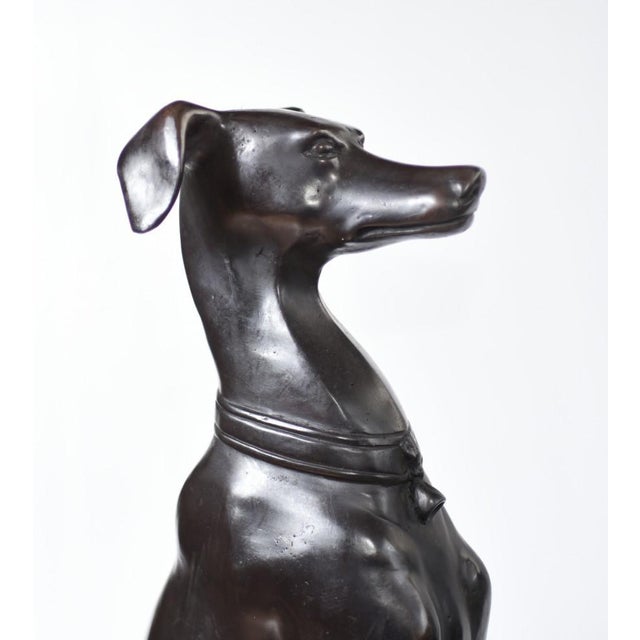 Art Deco Bronze Greyhound Dogs Grey Hounds Statue, Set of 2 For Sale - Image 5 of 14