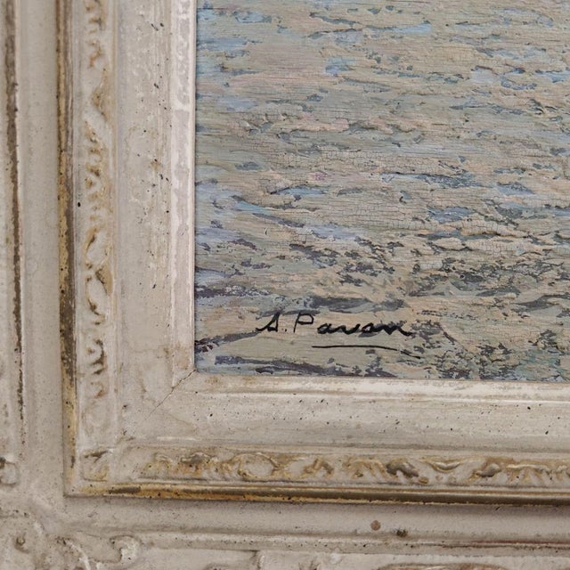 1940s Angelo Pavan, Marina: Sailing Ship at Rest, 1942, Oil on Panel, Framed For Sale - Image 5 of 8