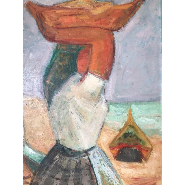 Serge DELAVEAU, The Portuguese Fisherwoman, 1980s, Oil on canvas, signed For Sale - Image 4 of 7