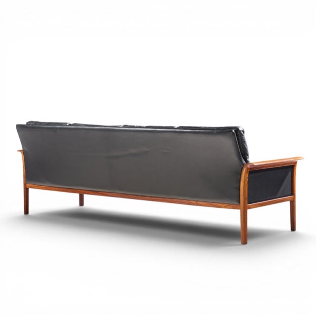 Wood Knut Saeter for Vatne Møbler Mid Century Norwegian Rosewood and Leather Sofa For Sale - Image 7 of 9