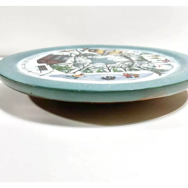 1995 Signed Hummel Hand-Painted Winter Village Folk Art Lazy Susan For Sale - Image 10 of 12