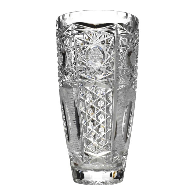 Late 20th Century Bohemian Queen Lace Crystal Cut Bud Vase For Sale