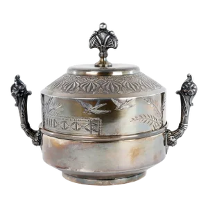 Victorian Aesthetic Meriden Butter Dish Silver Plate Circa 1870