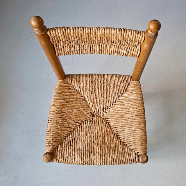 Wooden Chair with Rush Seat and Backrest, 1960s, in Good conditions. Designed before 1890
