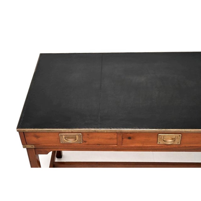 Vintage Military Campaign Desk in Yew Wood, 1950s For Sale - Image 6 of 11