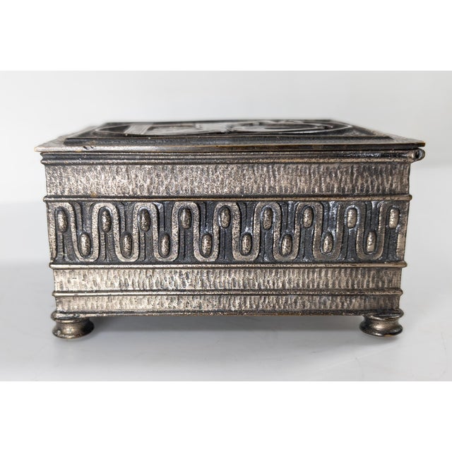 Silver Early 20th Century Art Deco Silvered Bronze Dresser Box by Oscar Bach For Sale - Image 8 of 16