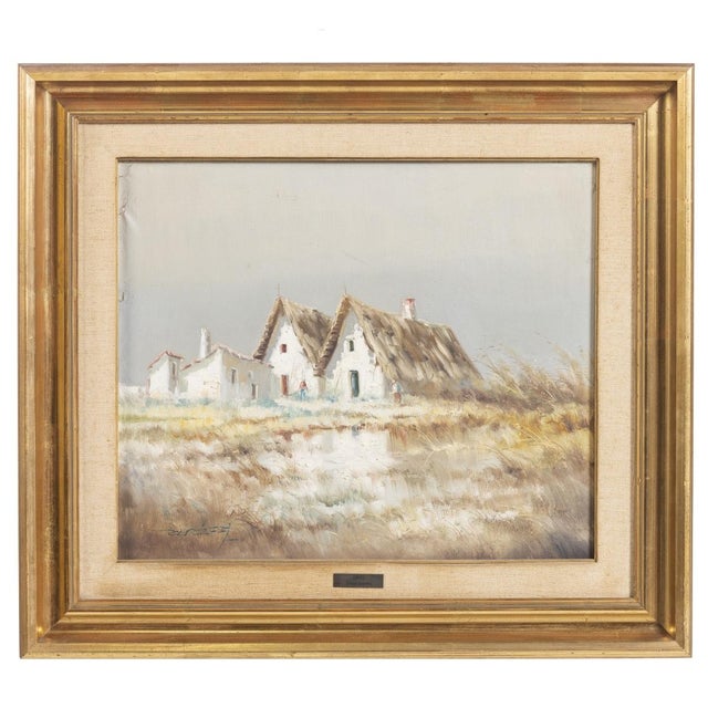 Beige Luciano Araez, Levantine Landscape, Oil on Canvas, Framed For Sale - Image 8 of 8