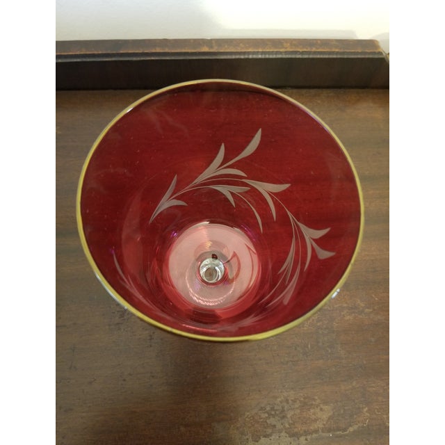 1940s 1940s Bohemian Hand Blown Ruby Flashed Compote With Lid For Sale - Image 5 of 8