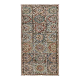 Vintage Distressed Rug, Polychromatic Medallion Patterns - Rug & Kilim For Sale