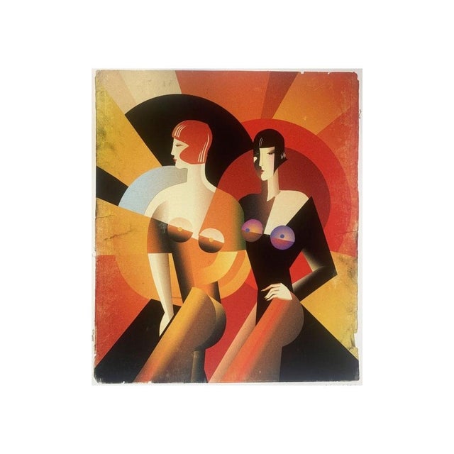 Contemporary print on paper by Polish artist Danuta Dabrowska-Siemaszkiewicz. Artist is inspired by 20th century culture,...