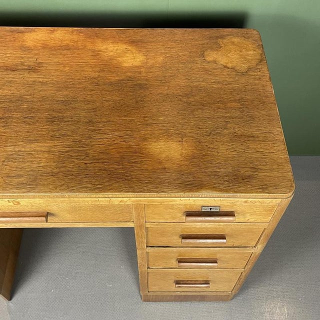 Art Deco Wooden Single Pedestal Desk For Sale - Image 5 of 12