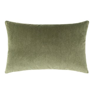 Scalamandre 22" x 14" Tudor Velvet Lumbar Pillow in Spruce For Sale