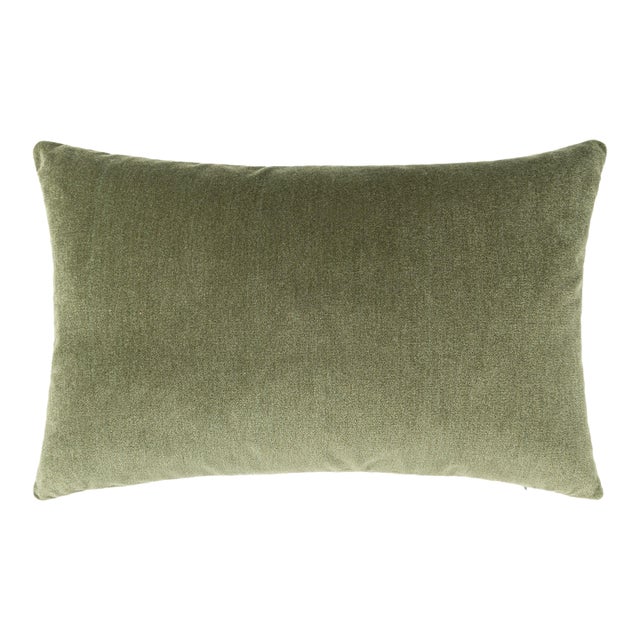 Scalamandre 22" x 14" Tudor Velvet Lumbar Pillow in Spruce For Sale
