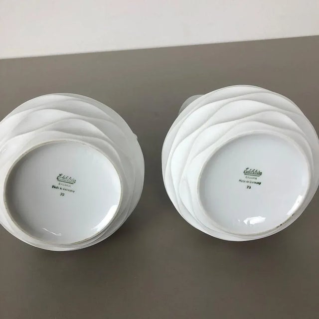 Op Art Biscuit Porcelain Jug Vases from Edelstein Bavaria, Germany, 1970s, Set of 2 For Sale - Image 10 of 14