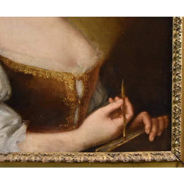 Workshop of Anton Raphael Mengs, Portrait of a Young Girl, 1750, Oil on Canvas, Framed For Sale - Image 9 of 15