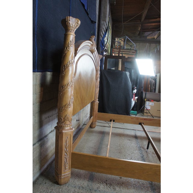 Vintage Bernhardt Athena Collection Oak King Size Poster Bedframe