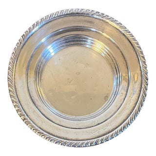 Vintage Sterling Silver Wine Coaster With Gadrooned Rim For Sale