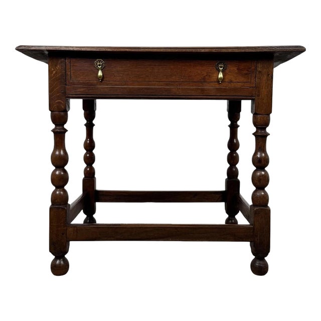 18th Century English Georgian Bobbin-Turned Oak Side Table For Sale