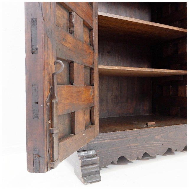 Brutalist Spanish Cabinet in Wood, 1950s For Sale - Image 9 of 16