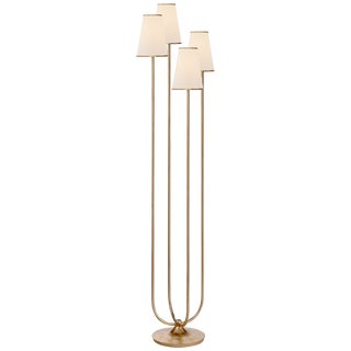 AERIN for Visual Comfort Signature Montreuil Floor Lamp in Gild with Linen Shades For Sale