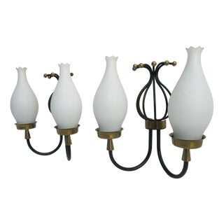Wall Light Sconces attributed to Angelo Lelii for Arredoluce, Italy, 1950s, Set of 2 For Sale