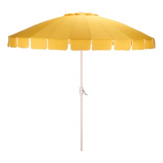 Panza 9 Ft Crank Umbrella, Yellow/White Pole For Sale