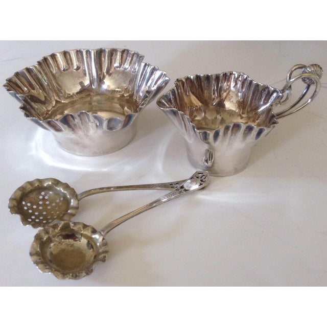 Silver Cream and Sugar with Two Spoons Chairish