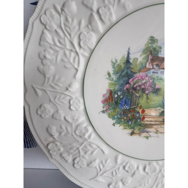 1950s 1950s Embossed Cottage Scene Cake Plate, Made in Czechoslovakia For Sale - Image 5 of 5