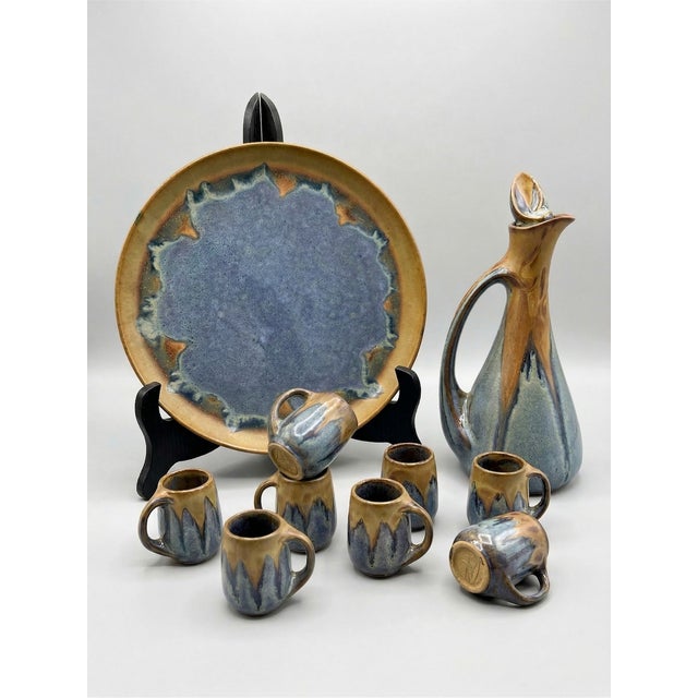 Glazed Stoneware Liqueur Set from Denbac, France, 1960s, Set of 10 For Sale - Image 11 of 11