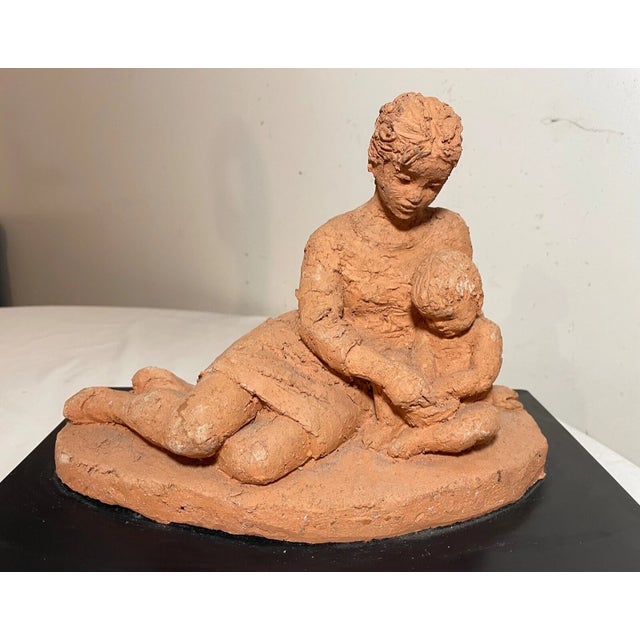 Vintage Handmade Mother and Baby Terracotta Pottery Sculpture Statue Art Figural For Sale - Image 13 of 13