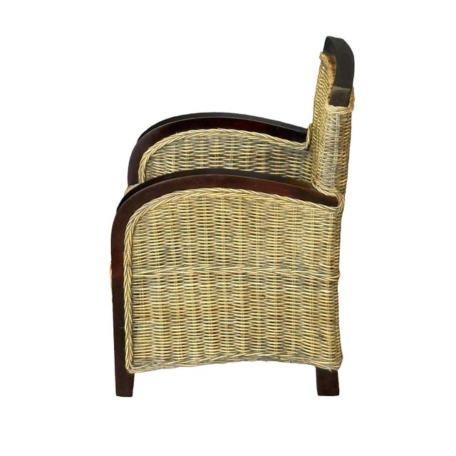 Mid 20th Century Child's Woven Wicker Lounge Chair From France For Sale - Image 5 of 11