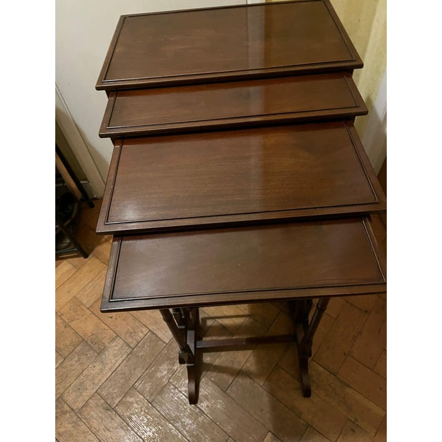 Mahogany Nest of Tables, 1890s, Set of 4 For Sale - Image 3 of 4