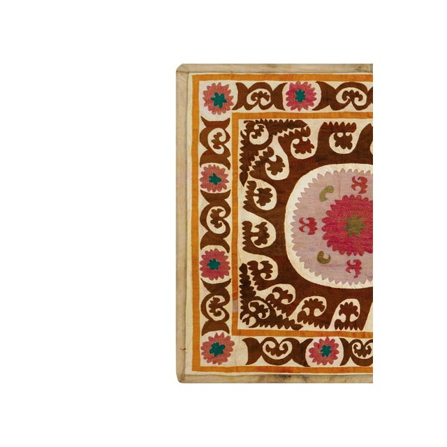 Suzani Tablecover – Brown Red Boho Textile For Sale - Image 4 of 12