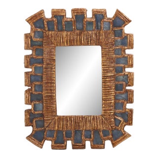 A Small Geometric Blue Resin Mirror in the Manner of Line Vautrin For Sale