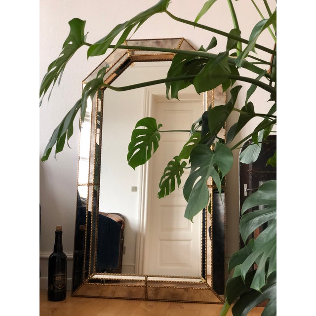 Large Vintage Venetian Brass Mirror – Gold Hollywood Regency, Spanish 1990s For Sale - Image 9 of 13