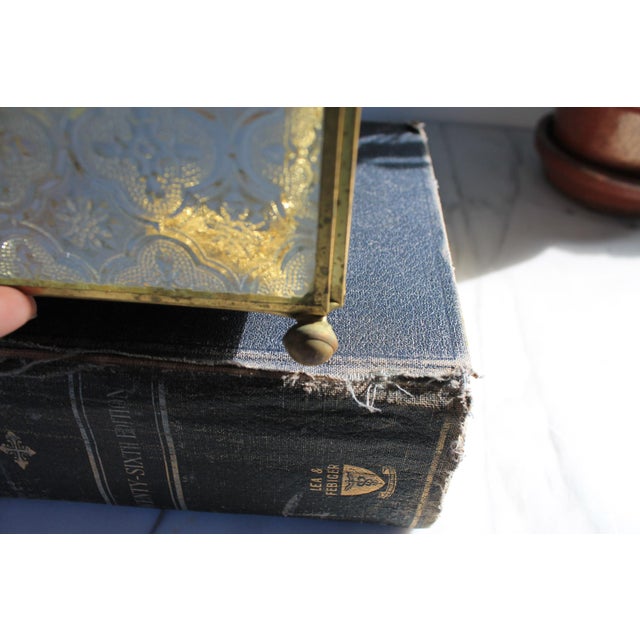 Vintage Brass and Glass Trinket Box W/ Floral Motif For Sale - Image 9 of 11