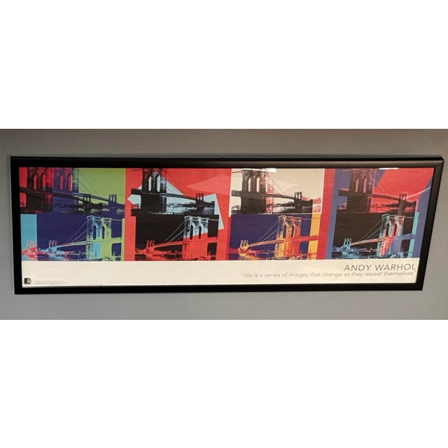 Rare, Out of Print, Oversized Andy Warhol Foundation framed Pop Art Exhibition Lithograph poster print " Brooklyn Bridge "...