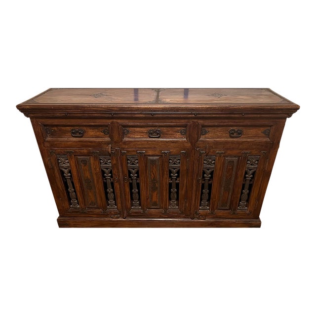 Vintage Artisan Solid Wood Sideboard / Credenza For Sale