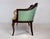 Green French Empire Style Curved Walnut Settee With Dolphin Arms, New Green Silk For Sale - Image 8 of 13