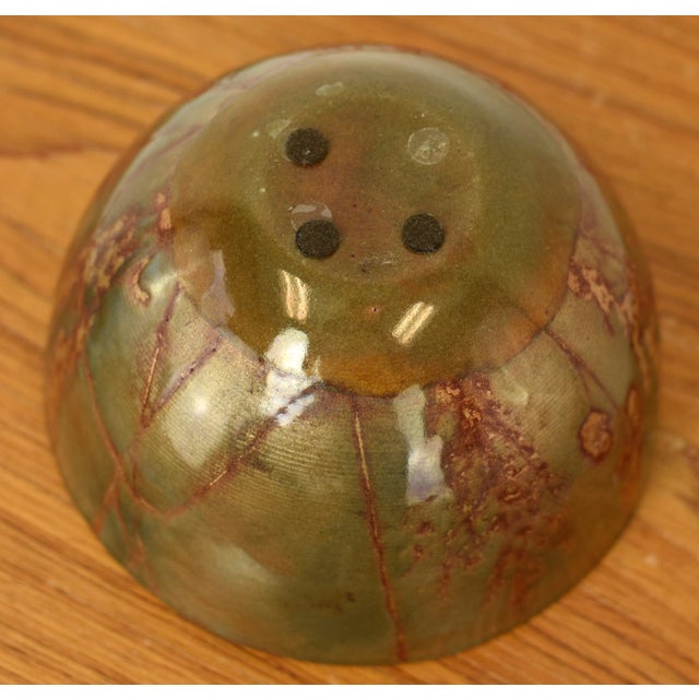 Mid Century Modern Flower Wheat Decor Enamel Metal Bowl For Sale - Image 9 of 11