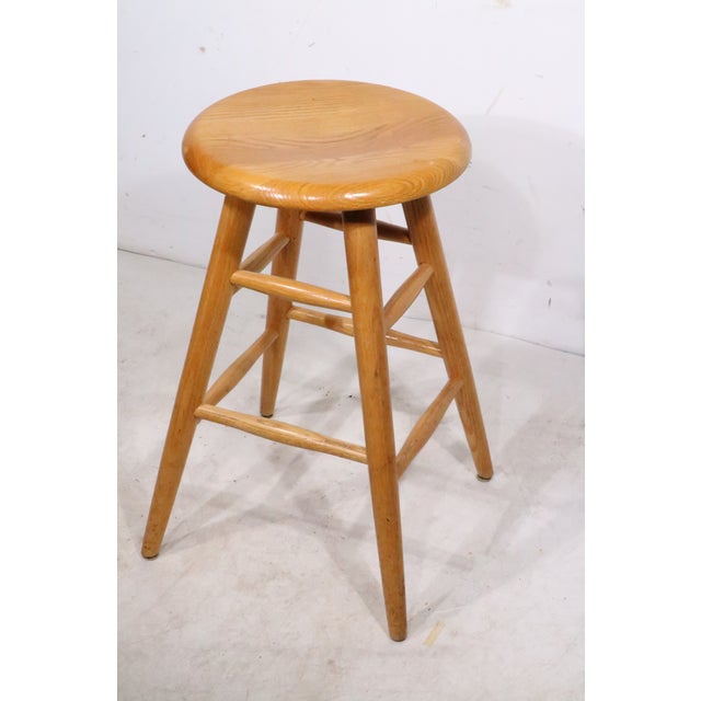 Wood Solid Wood Swivel Seat Counter Stool For Sale - Image 7 of 8