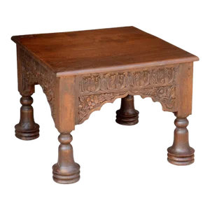 Vintage Carving Repurposed End Table| Solid Wood Square Side Table| Farmhouse Country Ranch Occasional Table| Boho Chic Moorish Arched Decor