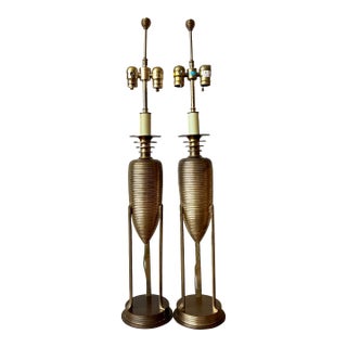 Vintage Postmodern Chapman Brass Lamps - A Pair For Sale