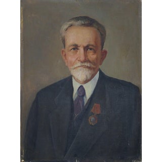 Original Oil Painting, Ukrainian Artist Weinreb, Male Portrait, Soviet Art 80-60 For Sale