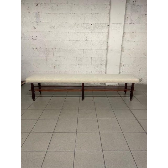 Large Vintage Bench in Teak and Fabric, 1960s For Sale - Image 9 of 18