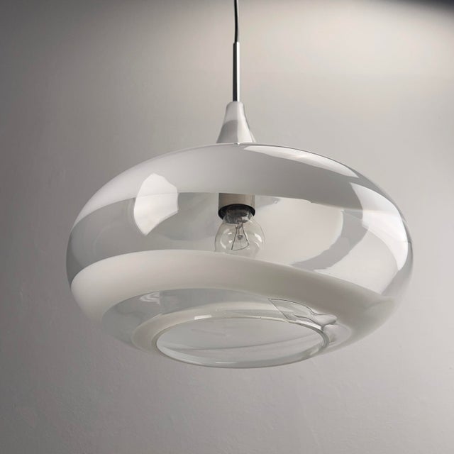 Space Age Pendant Light with Mouth-Blown Glass from Doria Leuchten, 1970s For Sale - Image 4 of 9