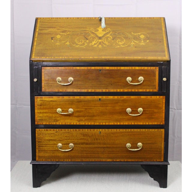 Late 19th Century Antique Victorian Inlaid Slant Top Desk For Sale - Image 11 of 11