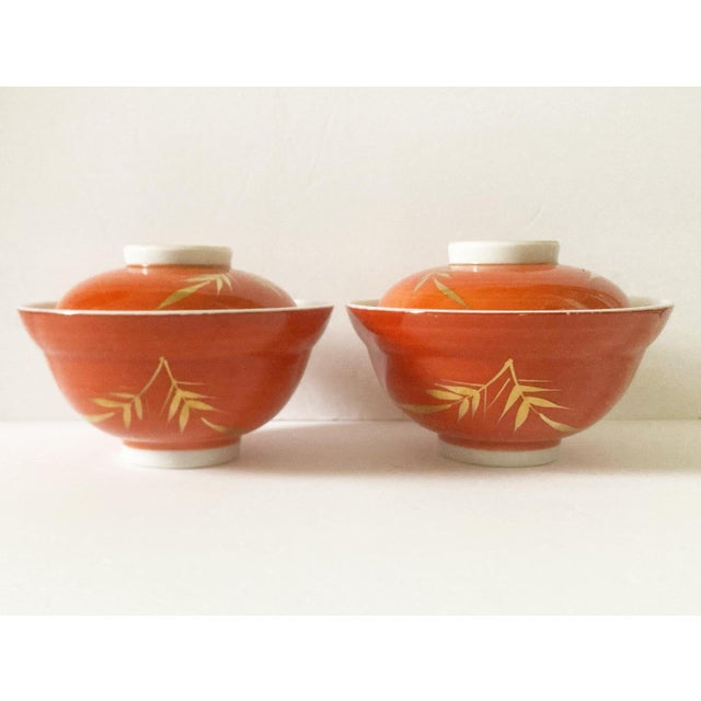 Early 20th Century Asian Rice Bowls With Lids - a Pair | Chairish