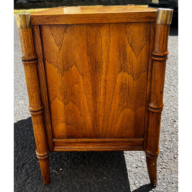 1970s Vintage Stanley Faux Bamboo Nightstand Chairish
